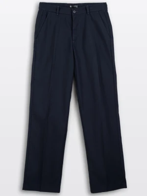 Granatowe spodnie garniturowe REGULAR z kantem Reporter