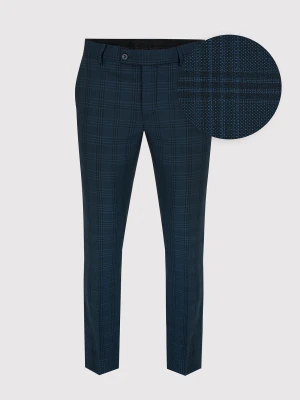 Granatowe spodnie garniturowe w subtelną kratę P22SF-6G-024-G-S Pako Lorente