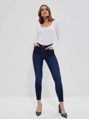 Granatowe spodnie jeansowe damskie push up Moodo