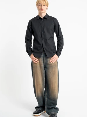 Granatowe spodnie jeansowe o kroju BAGGY z efektem sprania Reporter Young