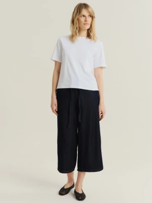 Granatowe spodnie jeansowe z szeroką nogawką Greenpoint