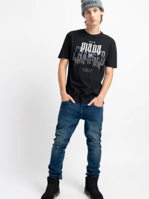 Granatowe spodnie jeansowe z wąskimi nogawkami Reporter