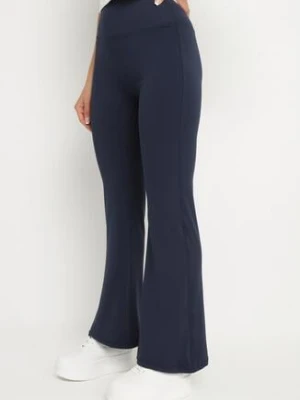 Granatowe Spodnie Legginsy Typu Dzwony z Wysokim Stanem Melonell yu & me