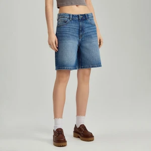 Granatowe szorty jeansowe z przetarciami House