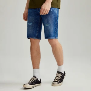 Granatowe szorty jeansowe z przetarciami House