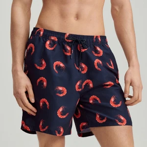 Granatowe szorty kąpielowe we wzór krewetek House