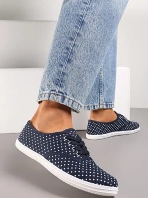 Granatowe Tenisówki przed Kostkę w Kropki Porenia