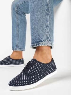 Granatowe Tenisówki w Kropki przed Kostkę Renormia