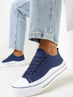 Granatowe Trampki przed Kostkę na Grubej Podeszwie Asylia