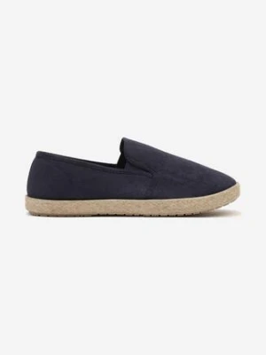 Granatowe Trampki w Stylu Espadryli Wsuwane Tolindea