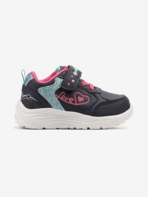 Granatowo-Fuksjowe Buty Sportowe z Brokatowymi Wstawkami Zapinane na Rzep Nyxona