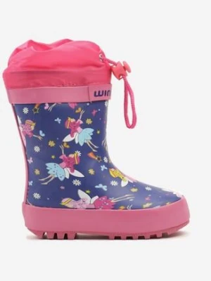 Granatowo-Fuksjowe Płaskie Kalosze Ściągane Stoperem Enarria