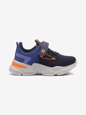 Granatowo-Niebieskie Buty Sportowe Sneakersy na Grubej Tłoczonej Podeszwie Ilatira