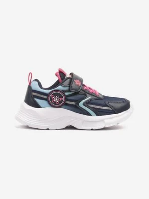 Granatowo-Niebieskie Buty Sportowe Sneakersy Ozdobiona Motylkami i Brokatem Aranilith