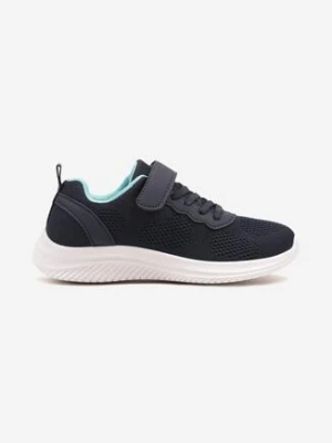 Granatowo-Niebieskie Buty Sportowe Sneakersy z Siateczki z Rzepem Hirlevia apawwa