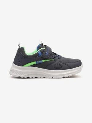 Granatowo-Zielone Buty Sportowe Sneakersy Ozdobione Napisem Ilovella