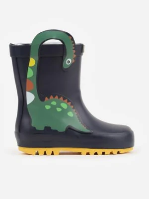 Granatowo-Zielone Kalosze z Aplikacją Dinozaura 3D Librithe wink