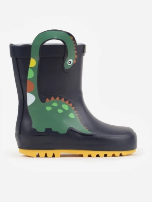 Granatowo-Zielone Kalosze z Aplikacją Dinozaura 3D Librithe Wink
