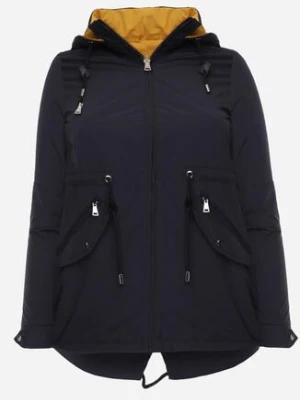 Granatowo-Żółta Przejściowa Kurtka Dwustronna o Kroju Parki z Pikowaniem Wewnątrz Zidelle