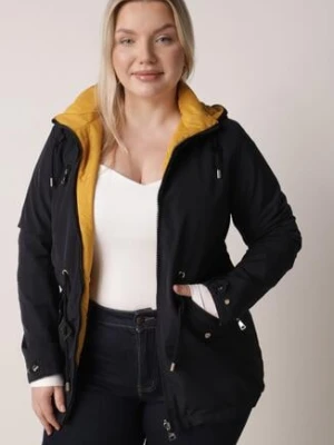 Granatowo-Żółta Przejściowa Kurtka Dwustronna o Kroju Parki z Pikowaniem Wewnątrz Zidelle mhm