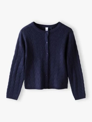 Granatowy ażurowy sweter dla dziewczynki 5.10.15.