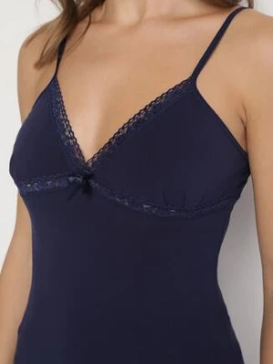 Granatowy Bawełniany Top na Ramiączkach z Regulacją Arivion romee's