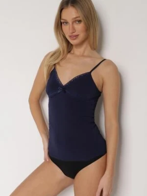 Granatowy Bawełniany Top na Ramiączkach z Regulacją Arivion romee's
