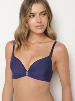 Granatowy Biustonosz Ozdobiony Cyrkoniową Aplikacją Ezonlle love magnolia