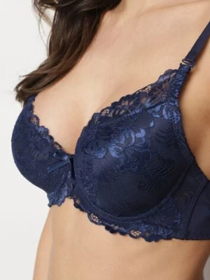 Granatowy Biustonosz Ozdobiony Koronką Vonavia mag - net