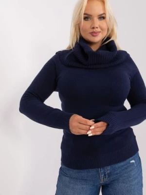 Granatowy damski sweter plus size z wiskozą