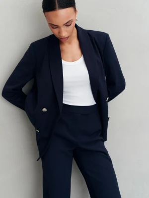 Granatowy dwurzędowy żakiet Top Secret