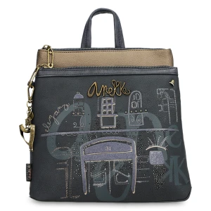 Granatowy Elegancki Damski Plecak Anekke