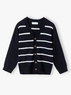 Granatowy elegancki sweter dla chłopca w białe paski Max & Mia by 5.10.15.