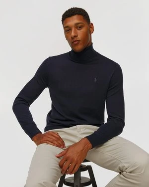 Granatowy Golf Wełniany Męski Polo Ralph Lauren