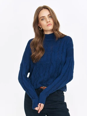 Granatowy golf z warkoczowym splotem Top Secret