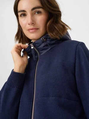 Granatowy ocieplany sweter damski Henny z kapturem – New Passion Olsen