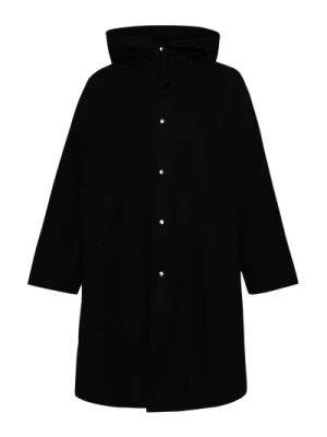 Granatowy Oversize Parka z Bawełny Jil Sander