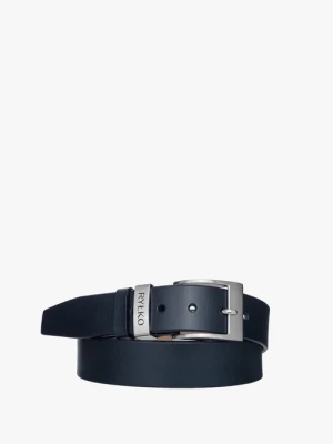 Granatowy pasek męski z logotypem na klamrze Ryłko