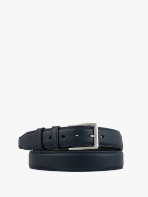 Granatowy pasek ze skóry licowej Ryłko