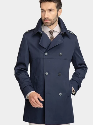 Granatowy płaszcz dwurzędowy ALBERTO 00272B75GSA Giacomo Conti