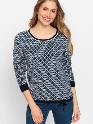 Granatowy sweter damski Henny we wzory - French Flair Olsen