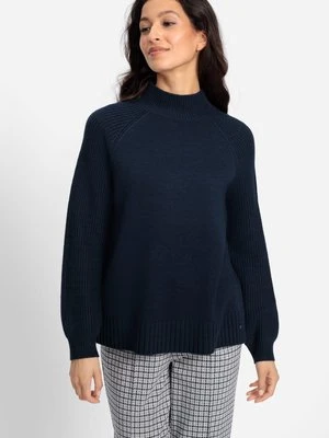 Granatowy sweter damski Henny z wełną merino ze stójką - Urban Code Olsen