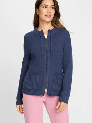 Granatowy sweter damski Henny zapinany na suwak – Vintage Romance Olsen