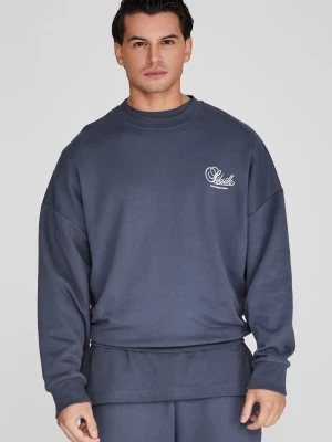 SikSilk Męski Granatowy Sweter z Grafiką