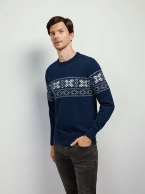 Granatowy sweter męski ze wzorem OCHNIK