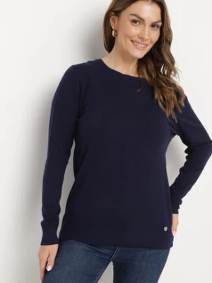 Granatowy Sweter w Klasycznym Stylu Irimarie glo-story