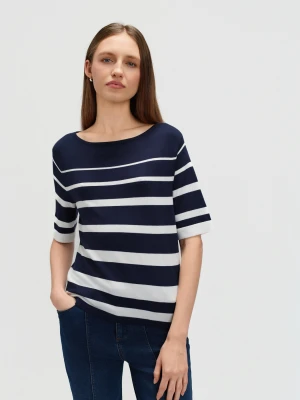 Granatowy sweter w paski TOP SECRET
