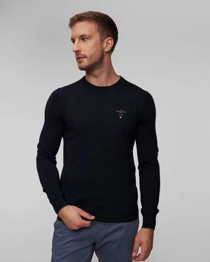 Granatowy sweter wełniany męski Aeronautica Militare
