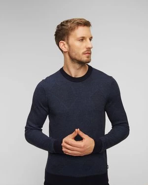 Granatowy Sweter Wełniany Męski Hugo Boss Motivo