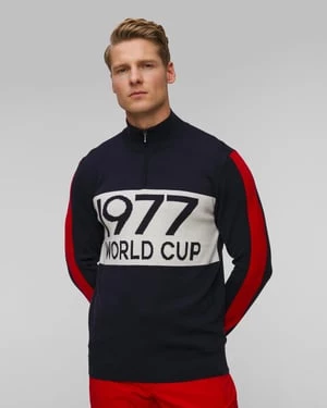 Granatowy Sweter Wełniany Męski We Norwegians Worldcup